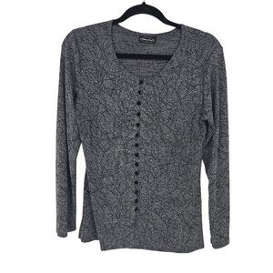 Mandee womens size medium gray metallic stretch sweater long sleeve Made in USA